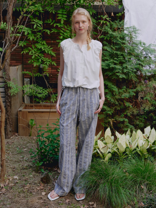 Embroidered Check Casual Pants MU2635PT310M