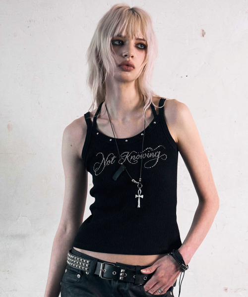 Hotfix Ribbed Tank Top (BLACK)