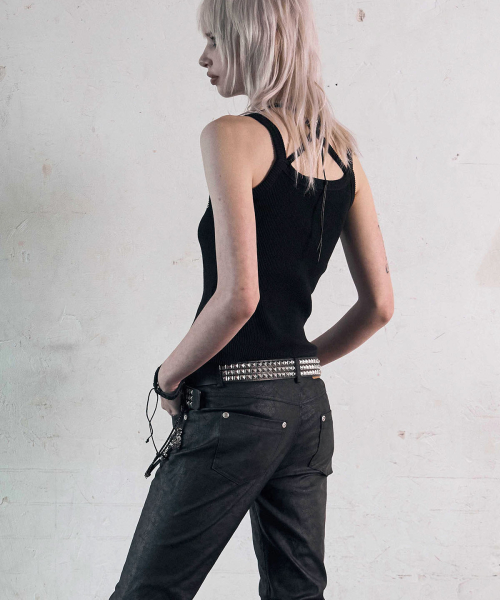 Hotfix Ribbed Tank Top (BLACK)