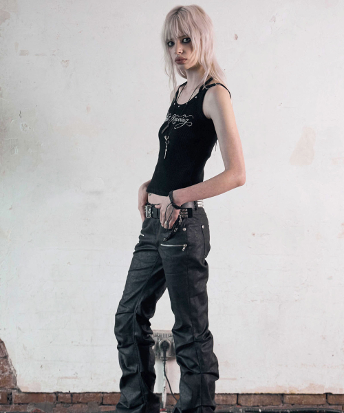 Hotfix Ribbed Tank Top (BLACK)