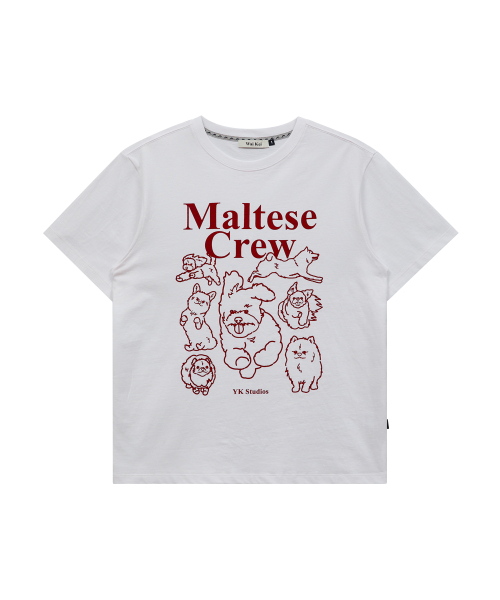 Maltese Crew Line Graphic Half Sleeve T-shirt WHITE RED
