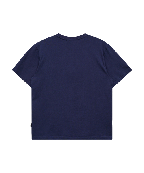 Maltipoo Lettering Color Block Half Sleeve T-shirt NAVY