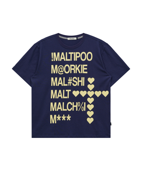 Maltipoo Lettering Color Block Half Sleeve T-shirt NAVY