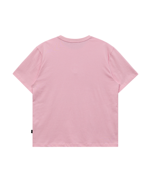 Maltipoo Lettering Color Block Half Sleeve T-shirt PINK