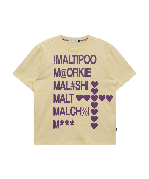 Maltipoo Lettering Color Block Half Sleeve T-shirt LIGHT LEMON