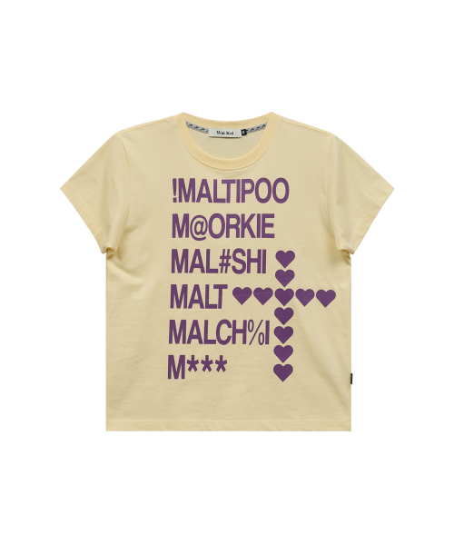 Maltipoo Lettering Color Block Half Sleeve T-shirt LIGHT LEMON