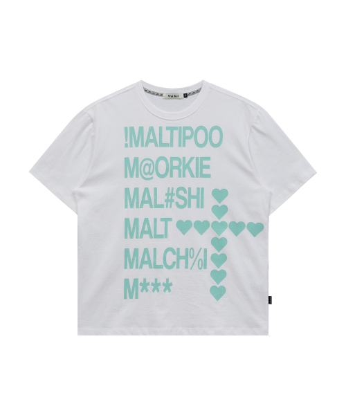 Maltipoo Lettering Color Block Half Sleeve T-shirt WHITE