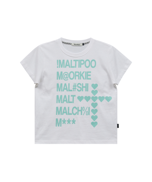 Maltipoo Lettering Color Block Half Sleeve T-shirt WHITE