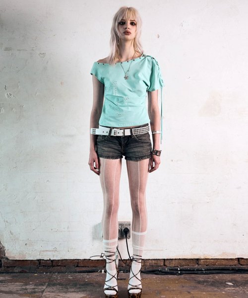 One Shoulder Lace Up Top (MINT)