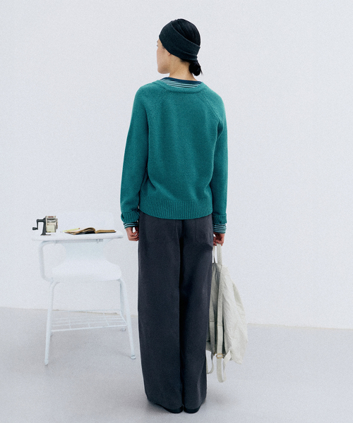 [online exclusive]kati v-neck pullover (blue green)