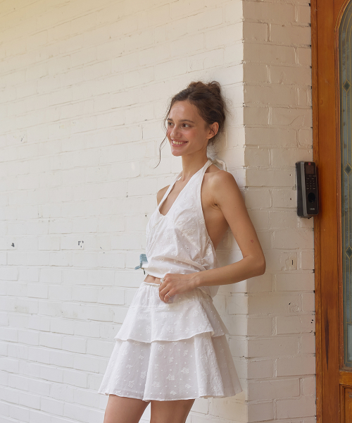 Bonbon floral mini skirt - Ivory