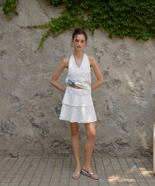 Bonbon floral mini skirt - Ivory