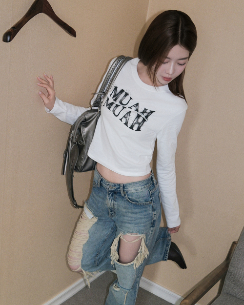 SPRAYED WAVE LONG SLEEVE [WHITE]