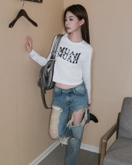 SPRAYED WAVE LONG SLEEVE [WHITE]