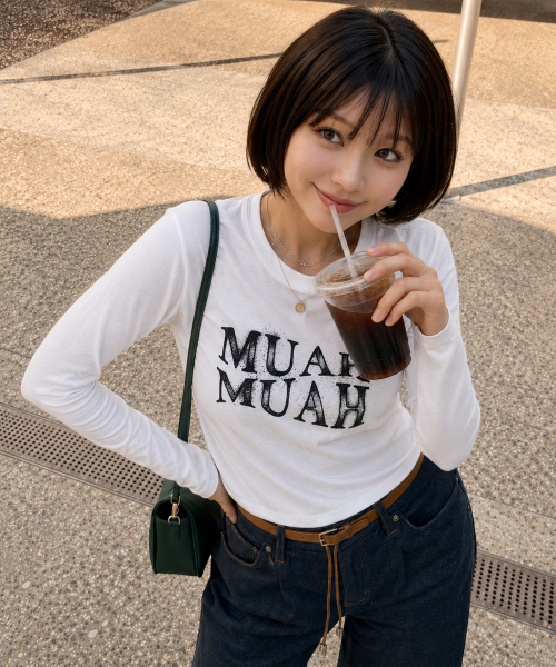 SPRAYED WAVE LONG SLEEVE [WHITE]