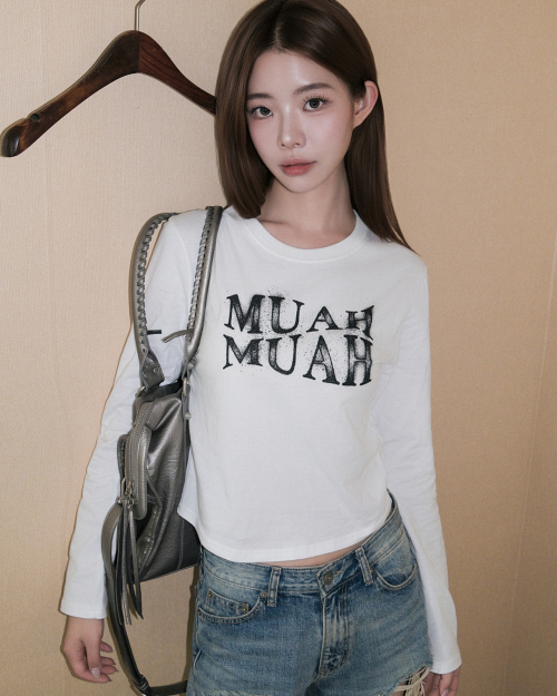SPRAYED WAVE LONG SLEEVE [WHITE]