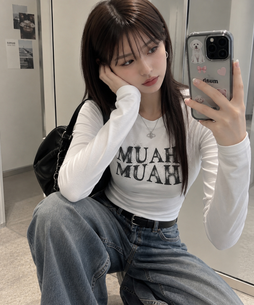 SPRAYED WAVE LONG SLEEVE [WHITE]