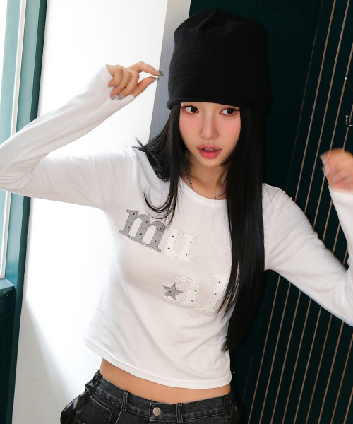DOT STAR PATCH LONG SLEEVE [WHITE]