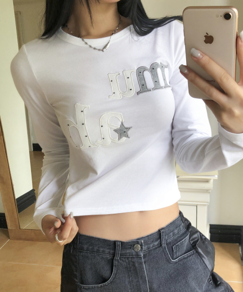 DOT STAR PATCH LONG SLEEVE [WHITE]