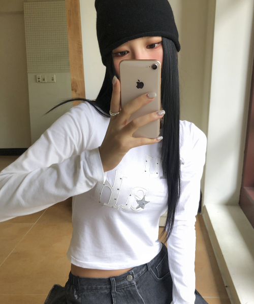 DOT STAR PATCH LONG SLEEVE [WHITE]