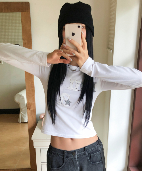 DOT STAR PATCH LONG SLEEVE [WHITE]