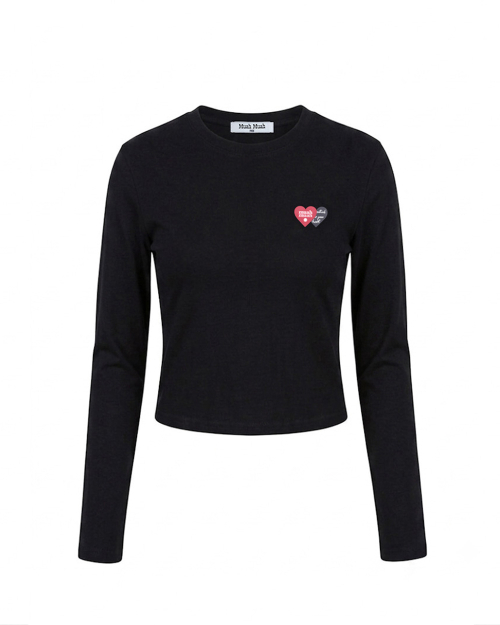 LOVE LOVE MUAH CROP LONG SLEEVE [BLACK]