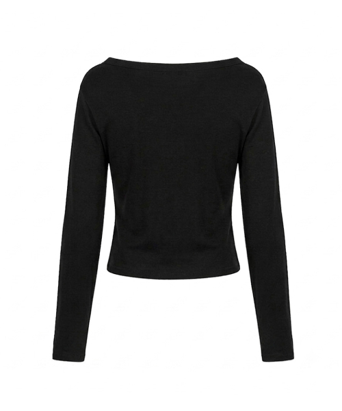 OFFSHOULDER HENLEY LONG SLEEVE [BLACK]