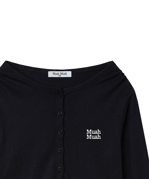 OFFSHOULDER HENLEY LONG SLEEVE [BLACK]