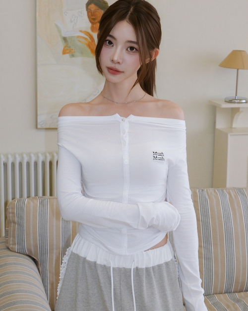 OFFSHOULDER HENLEY LONG SLEEVE [WHITE]
