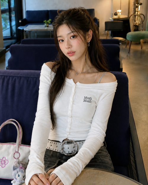 OFFSHOULDER HENLEY LONG SLEEVE [WHITE]