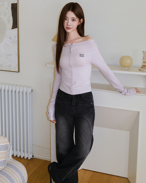OFFSHOULDER HENLEY LONG SLEEVE [LAVENDER]