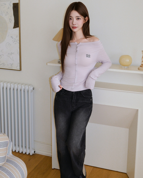 OFFSHOULDER HENLEY LONG SLEEVE [LAVENDER]