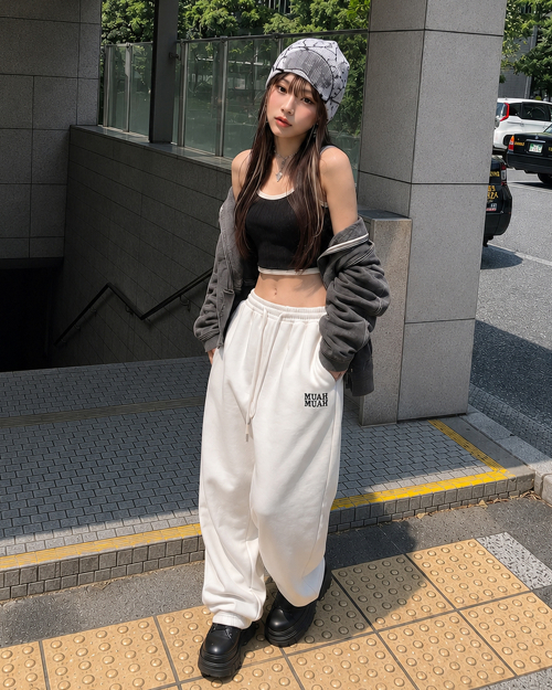PATCH POCKET WIDE BANDING PANTS [WHITE]