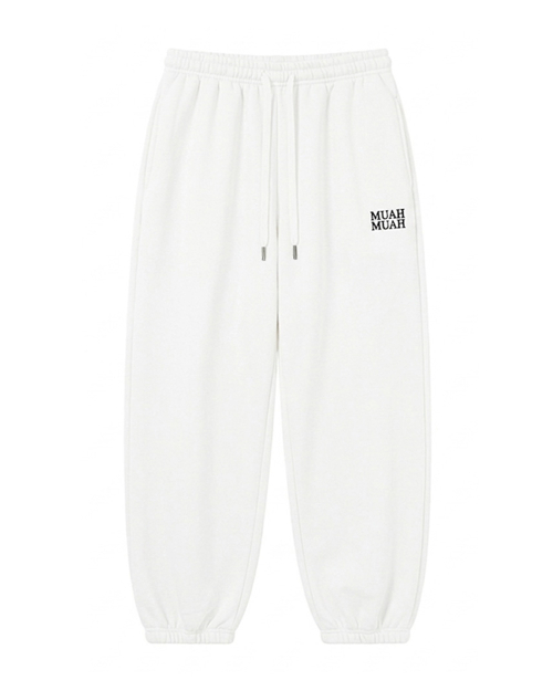 PATCH POCKET WIDE BANDING PANTS [WHITE]