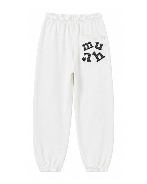 PATCH POCKET WIDE BANDING PANTS [WHITE]