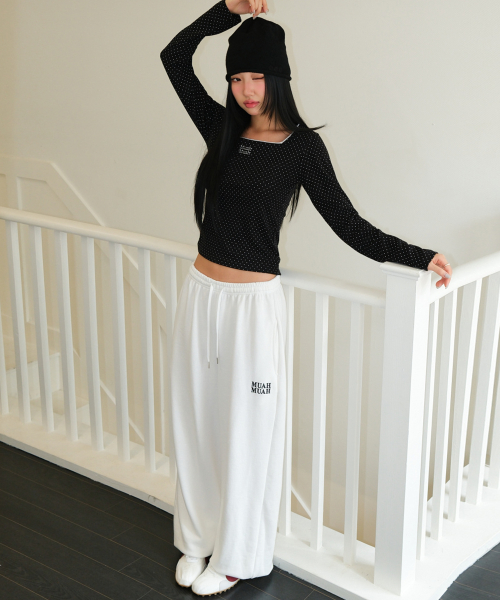 PATCH POCKET WIDE BANDING PANTS [WHITE]