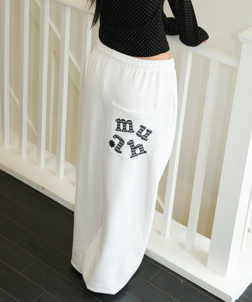 PATCH POCKET WIDE BANDING PANTS [WHITE]