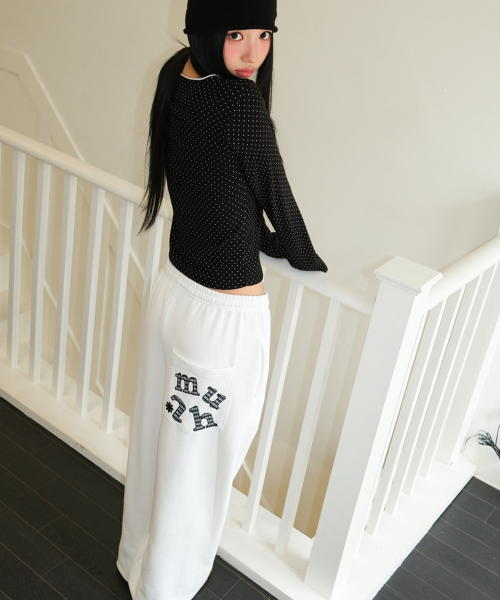 PATCH POCKET WIDE BANDING PANTS [WHITE]