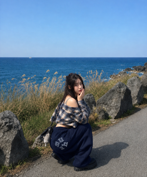 PATCH POCKET WIDE BANDING PANTS [NAVY]