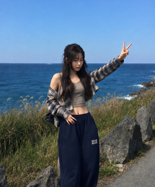 PATCH POCKET WIDE BANDING PANTS [NAVY]