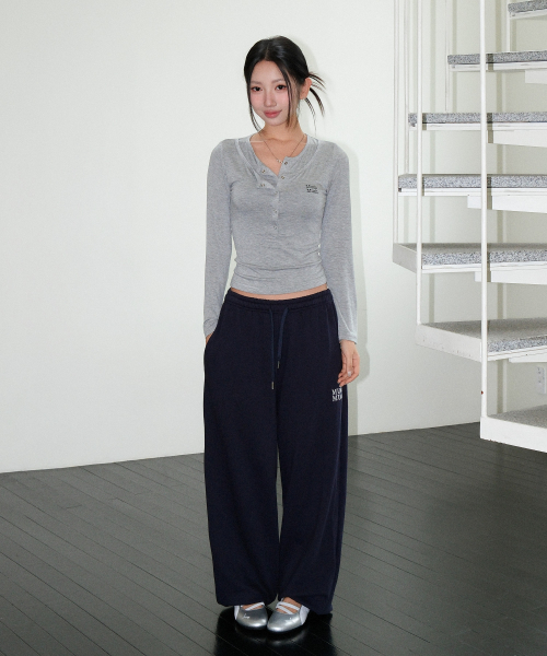 PATCH POCKET WIDE BANDING PANTS [NAVY]
