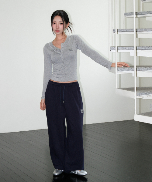 PATCH POCKET WIDE BANDING PANTS [NAVY]