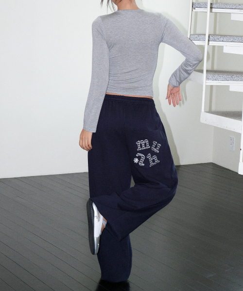 PATCH POCKET WIDE BANDING PANTS [NAVY]