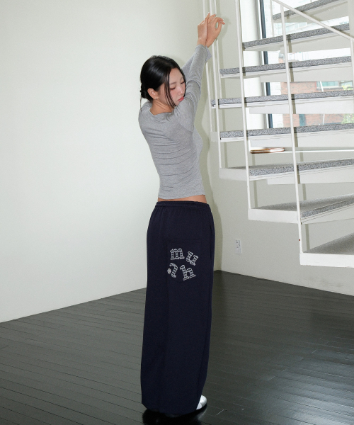 PATCH POCKET WIDE BANDING PANTS [NAVY]