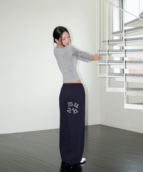 PATCH POCKET WIDE BANDING PANTS [NAVY]