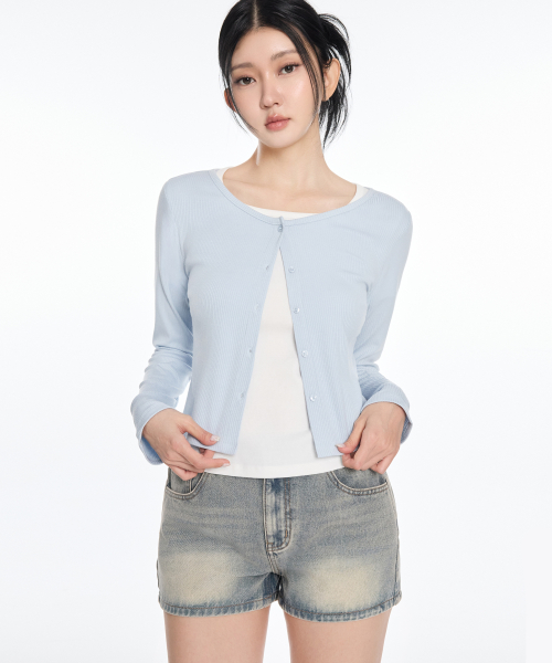 W 골지 크롭 시어 가디건 (2colors)