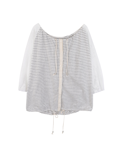 HSD Button Drawstring Blouse