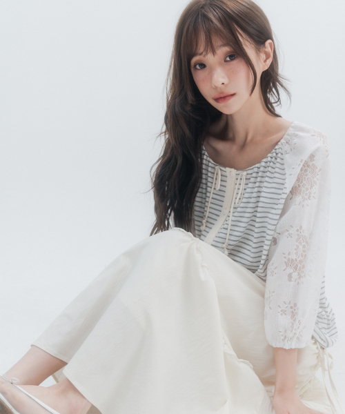 HSD Button Drawstring Blouse