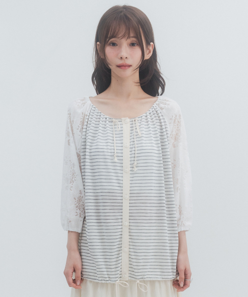 HSD Button Drawstring Blouse
