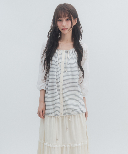 HSD Button Drawstring Blouse